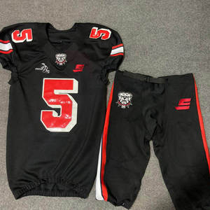 Most Popular Solid Black Color American Sports Jerseys Latest Design 100% Polyester Fabric V-Neck Breathable Football Uniform - Product Image 1