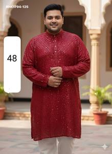 Festival wear 18Kg Rayon with Viscose Thread Lucknowi & Box Sequence work Readymade Plus-Size Kurta-Payjama Supplier from Surat - Product Image 5