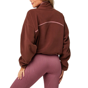Trendy Polar Fleece Women's Quarter Zip Stand Collar <b>Jumper</b> Custom Applique Logo Heavyweight Hoodies Winter Warm Fleece <b>Pullover</b> - Product Image 3
