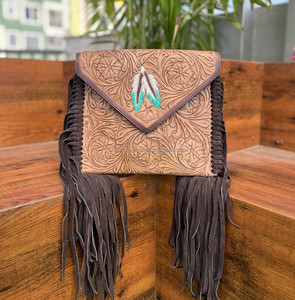 Bolsos de cuero con flecos grandes para mujer de diseño de alta calidad, superventas, bolsos tallados con estilo occidental compacto para mujer - Product Image 3