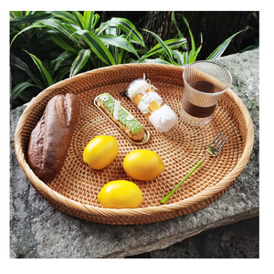 Bandeja de Servir Cuadrada de Ratán de Lujo, con Asa de Madera Natural, Hecha a Mano, Organizador de Aperitivos y Té, Calidad Premium para Mesa de Comedor - Product Image 6