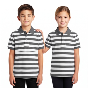 Camiseta Polo a Rayas en Contraste para Niños, Unisex, Informal, de Manga Corta, Dos Colores, Cuello Camisero, Ropa de Punto, Proveedor Mayorista - Product Image 4