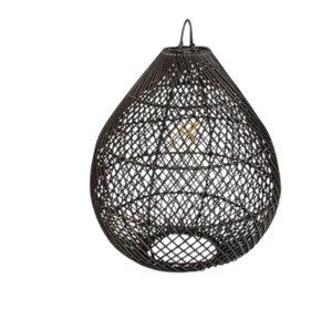 Tropical <b>Black</b> Rattan Lampshade Southeast Asia Pear Wicker Pendant <b>Light</b> Cover Rustic Linear Weave Ceiling Lamp <b>Shade</b> - Product Image 3