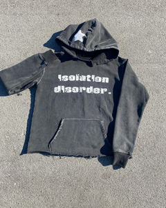Sudadera con capucha de calle sin cordón polar en blanco pulóver Vintage ácido lavado sol desteñido sudaderas térmicas desgastadas para hombres - Product Image 6