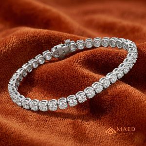 สร้อยข้อมือเทนนิสโมอิสซาไนต์ทรงกลมเงินแท้ 925 สำหรับผู้หญิง เครื่องประดับแฟชั่นหรูหราสไตล์ซานฟรานซิสโก - Product Image 5