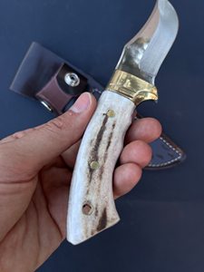 Cuchillo de caza con hoja de acero inoxidable y mango de asta de ciervo, cuchillo de supervivencia para exteriores - Product Image 3