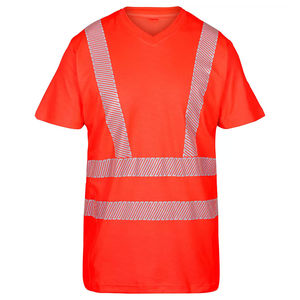 Camisetas de Trabajo de Alta Visibilidad con Tiras Reflectantes 3M de Manga Corta para Seguridad Vial, Construcción de Alta Calidad - Product Image 1