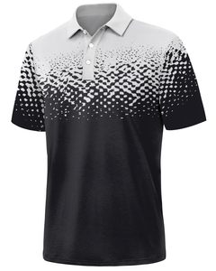 Polo à manches courtes en tricot à pois noirs et blancs pour homme, style décontracté et respirant, faible MOQ, polos pour homme - Product Image 1