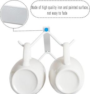 Support mural minimaliste pour tasses avec 8 tasses blanches détachables pour le rangement de la cuisine - Product Image 4