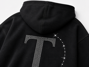 Sweat à capuche en coton 270 g/m², coupe oversize, style cropped et boxy, haute qualité, personnalisable avec fermeture éclair et strass, hiver, unisexe - Product Image 2
