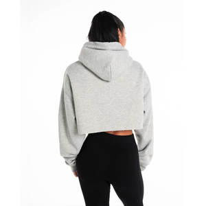 Sudadera con capucha oversize corta de punto para mujer, estilo moderno, tejido de invierno - Product Image 3