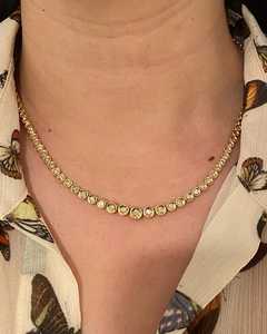Collar de tenis de oro macizo de 14k con diamantes cultivados en laboratorio, 3 quilates, engaste de bisel, graduado, 17 pulgadas, gargantilla, fabricante Riviera, venta al por mayor - Product Image 3