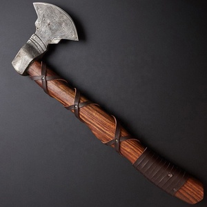 Hacha Vikinga de Damasco Hecha a Mano con Mango de Madera, Forjada a Mano, 24 Pulgadas, para Camping, Bushcraft y Supervivencia - Product Image 6