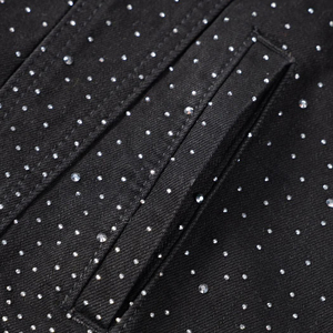 Veste en jean extensible sur mesure pour hommes, en coton, unie, avec strass, pour l'hiver – Vente en gros - Product Image 5