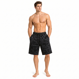 <b>Men's</b> Camouflage Print Drawstring Waist <b>Bermuda</b> <b>Shorts</b> Casual Breathable Knitted Sweat <b>Shorts</b> with Pocket <b>Men</b> Baggy Sweat <b>Shorts</b> - Product Image 1