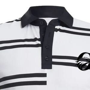 Men's <b>White</b> Black Solid Printed Breathable Quick Dry <b>Polo</b> Shirt Short Sleeve Performance Wear Comfortable Outdoor Sports Shirt - Product Image 3