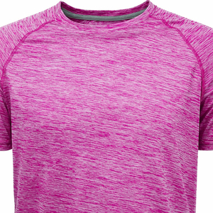 T-shirt pour homme en polyester de couleur unie violette, manches courtes, col rond, décontracté, tricoté, coupe régulière, séchage rapide, design uni - Product Image 5