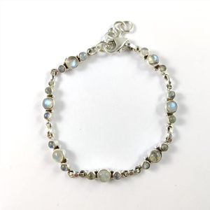 Handmade Flash Labradorite Silver 925 <b>Bracelet</b> - Round Cabochon Gemstone <b>Adjustable</b> Link Chain Jewelry Best In Price - Product Image 3