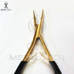 Pince de retrait d'extensions capillaires en acier inoxydable plaqué or, avec poignée ergonomique noire à prise souple, outil de salon pour la destruction de micro-anneaux - Product Image 5