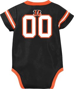 Body de Malla Negra para Bebé de los Cincinnati Bengals con Ribete Naranja y Logotipo del Equipo, Marca Bandera Americana Bordada y Personalizada - Product Image 3