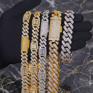 Collier unisexe de luxe Hip Hop Iced Out avec croix en diamant Moissanite VVS et chaîne Miami Cuban Link plaqué or 18 carats et rhodium - Product Image 6