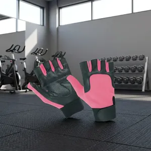 Gants de cyclisme et de gym Speed One Sports à demi-doigts, rose et noir, en PU, unisexe, respirants, confortables, pour l'entraînement estival - Product Image 5