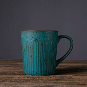 Vintage Ceramic <b>Mug</b> Vertical Stripes Creative Japanese-Style Coffee Cup Rustic <b>Earthenware</b> Cup - Product Image 4
