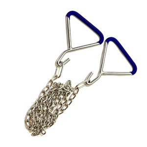 Cadenas de tracción para terneros de 30 pulgadas, aparato de obstetricia con 2 asas y ganchos de tracción, instrumento veterinario obstétrico de acero inoxidable - Product Image 5