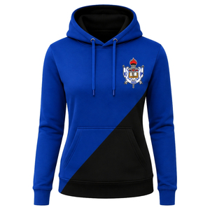Royal Blue White Women Custom 2 Cross Panel Pullover Hoodie <b>Long</b> Sleeve Color Block Hooded <b>Sweatshirt</b> Casual Fleece Fashion - Product Image 1