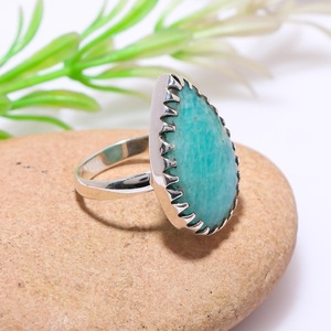 Anillo de Plata 925 con Cabujón de Amazonita Natural, Joyería Artesanal para Ella - Product Image 5
