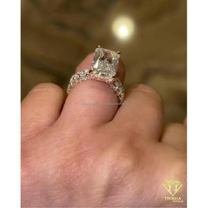 Luxury Cushion Cut Moissanite Engagement <b>Ring</b> With Side Stones <b>925</b> Sterling <b>Silver</b> Bridal Jewelry Wedding <b>Ring</b> For Women - Product Image 1