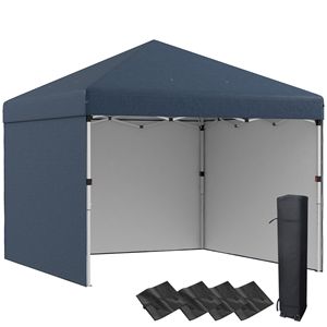 Gazebo Pop-up Blu Navy 3x3m con Pareti Laterali, Borsa per il Trasporto e Sacchi di Peso - Altezza Regolabile per Feste - Product Image 1