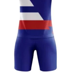 Ensemble de tenue de football bleu roi et rouge avec accents blancs, maillot de football à manches courtes et short, uniforme d'équipe respirant pour les matchs - Product Image 4