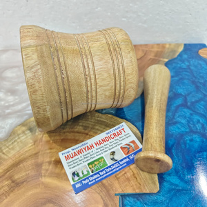 Ensemble mortier et pilon en bois écologique, durable, nouveau design, en bois naturel, pour moudre les épices, ustensile de cuisine de bonne qualité - Product Image 3