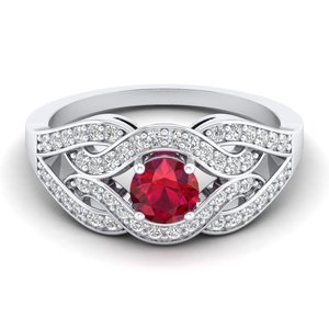 REYES Wholesale Price 14K Solid Gold GRA Certified Moissanite Engagement Ring Exclusive Round Cut 0.5 Carat Ruby Gemstone Ring - Product Image 1