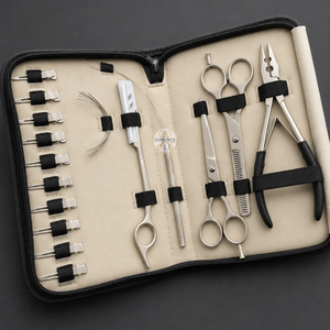 Kit d'outils écologiques pour extensions de cheveux en or rose, comprenant des pinces à 2 trous, des ciseaux, des pinces de sectionnement et des boucles élégantes en acier inoxydable - Product Image 4
