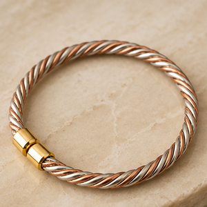 Elegant Three Tone Twisted <b>Wire</b> Pure Copper Wrist Cuff Bracelet Fashionable Metal Jewelry Exquisite Craftsmanship - Product Image 1