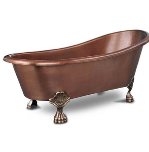 Baignoire autoportante double avec finition extérieure texturée bronze rustique, disponible à prix de gros. - Product Image 3