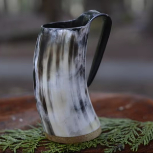 New African Natural Ox & Buffalo Horn <b>Drinking</b> Mug With Latest Stylish <b>Stand</b> Handcrafted Mug For Mead Beer Wine Mug - Product Image 1