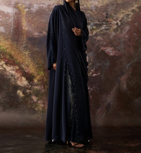 Luxurious Women Kaftan Abaya Dress Handmade Turkish Floor Length Long Sleeve Soft Breathable Polyester Floral Loose Fit - Product Image 2