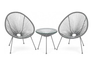 Modern Metal <b>Garden</b> <b>Set</b> 2 Seater with Coffee table Outdoor Patio Furniture Weather Resistant Frame Contemporary Design - Product Image 5