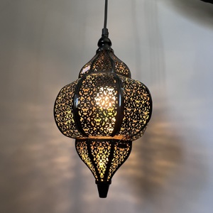 Lampe suspendue LED en fer noir gravé pour salon, éclairage décoratif - Product Image 1