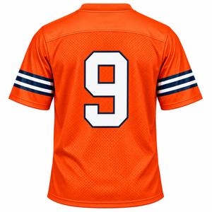 เสื้อฟุตบอลอเมริกันสีส้มสำหรับผู้ชายหมายเลข 9 ชุดทีมกีฬาแขนสั้นผ้าตาข่าย - Product Image 2
