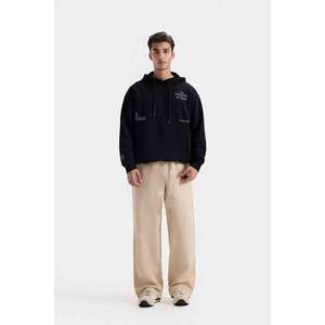 Pull-over en molleton 100% coton pour homme avec impression de slogan - Product Image 1