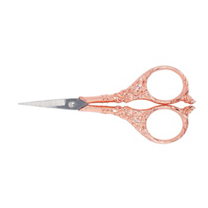 Ciseaux à broder premium avec manche décoratif à motif rose, lame tranchante et étui de protection imprimé, logo personnalisé - Product Image 1