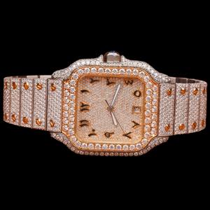 Reloj de Lujo con Caja Cuadrada, Diamantes Moissanite, Esfera Árabe Totalmente Adornada, Características Únicas, Dos Tonos, la Mejor Colección de Joyería - Product Image 1