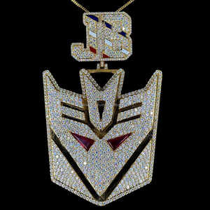 Colgante de Hip Hop personalizado de plata de ley totalmente helado con forma de transformadores exagerados chapados en oro únicos para rapero - Product Image 1
