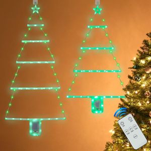 2pcs Christmas Tree LED <b>Lights</b> with Remote 3FT 2.4FT Window Wall Hanging 8 Modes <b>Timer</b> <b>for</b> Holiday Decorations - Product Image 1