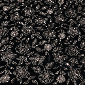 Tissu en velours pour robe, tissu en velours brodé, tissu brodé de sequins, tissu en dentelle perlée, vêtements de mode, vente en gros, acheteur américain - Product Image 5