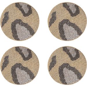 Handmade <b>Beaded</b> Round <b>Coasters</b> Set of 4 Luxury Table Decor Glass Beads Embroidery <b>Coasters</b> Craftera Exports - Product Image 5